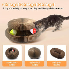 Foldable Cat Scratch Board Toy With Bell Ball And Glass Ball, Durable And Reusable Cat Scratching Pad Cat Claw Grinding Toy - Kerala Elegance