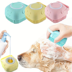 Soothing Pet Grooming Brush - Soft Silicone Massage for Relaxing Baths, Built-in Shampoo Storage, Dual-Purpose Tool for Dogs & Cats