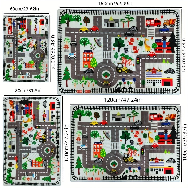 1pc Crawling Mat, Cartoon Toy Game Driveway Blanket, Foldable Nylon Rug, Crawling Rug, Room Rug