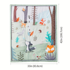 BEEWEED 1Pc Crib Bedding Quilt - Woodland Animals Print for Children - Ultra Cozy, Breathable, And Skin-Friendly - All Season Quilt for Cribs - Suitable for 0-3 Year Olds - Made of Polyester Fiber