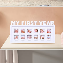 12-Month Baby Milestone Photo Frame - Capturing Adorable Growth Moments, Gender-Neutral Design for Your Little Ones 1st Birthday and Holiday Celebrations, Perfect Neutral Gift Idea