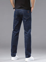 Men's Slim Fit Straight Leg Denim Pants, Men's Classic Design Jeans, Versatile For Business And Casual Wear