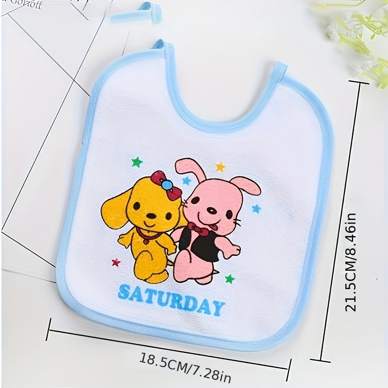 7pcs, Weekly Bibs, Daily No Weighted Bib, Waterproof Baby Lace-up Bib, Baby Bib, Saliva Bib, Newborn Anti-spitting Milk Towel