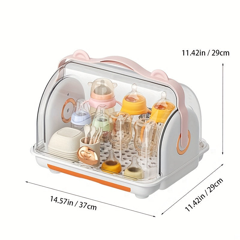 Portable Feeding Bottle Drying & Storage Solution With Drainer Tray - Sturdy Pp Organizer For Ages 0-8, Ideal For Feeding Accessories & More