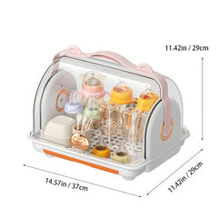 Portable Feeding Bottle Drying & Storage Solution With Drainer Tray - Sturdy Pp Organizer For Ages 0-8, Ideal For Feeding Accessories & More