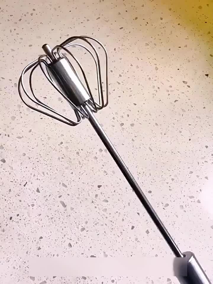 1pc, Semi Automatic Egg Whisk, Stainless Steel Hand Push Whisk, Egg Beater, Egg Blender, Stainless Steel Egg Whisk For Blending, Whisking, Beating, Stirring, Kitchen Gadgets, Kitchen Accessories, Home Kitchen Items