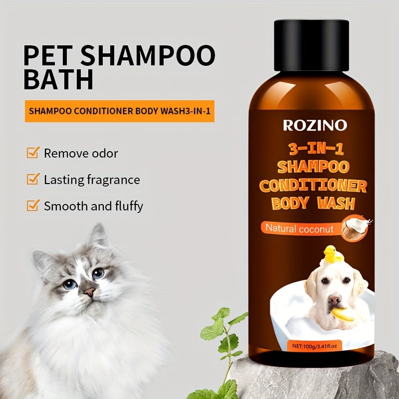 Coconut Essence Pet 3-in-1 Shampoo And Conditioner Bath Gel, Mild And Clean, Soothe The Skin, Make The Fur Shiny, Safe And Healthy, Common For Cats And Dogs