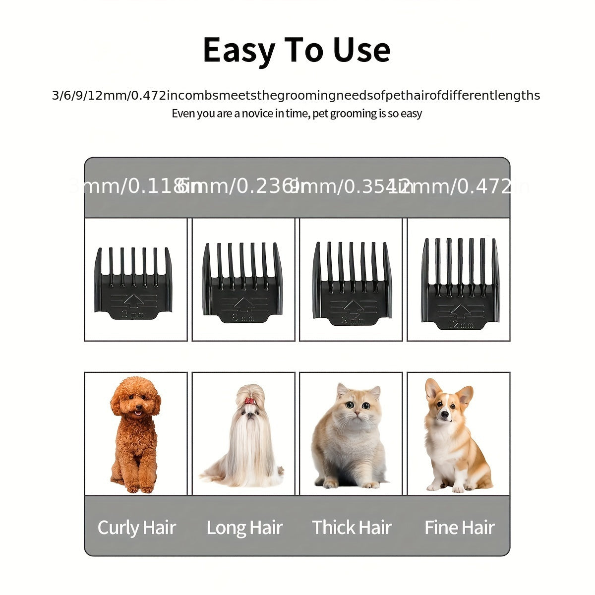 1pc Rechargeable Low-Noise Cordless Pet Clipper Pro - Quiet, Easy Grooming for Dogs, Cats, and Humans - USB Charging, Lithium Battery, Suitable for Various Hair Lengths and Sizes, Professional Trimming Kit