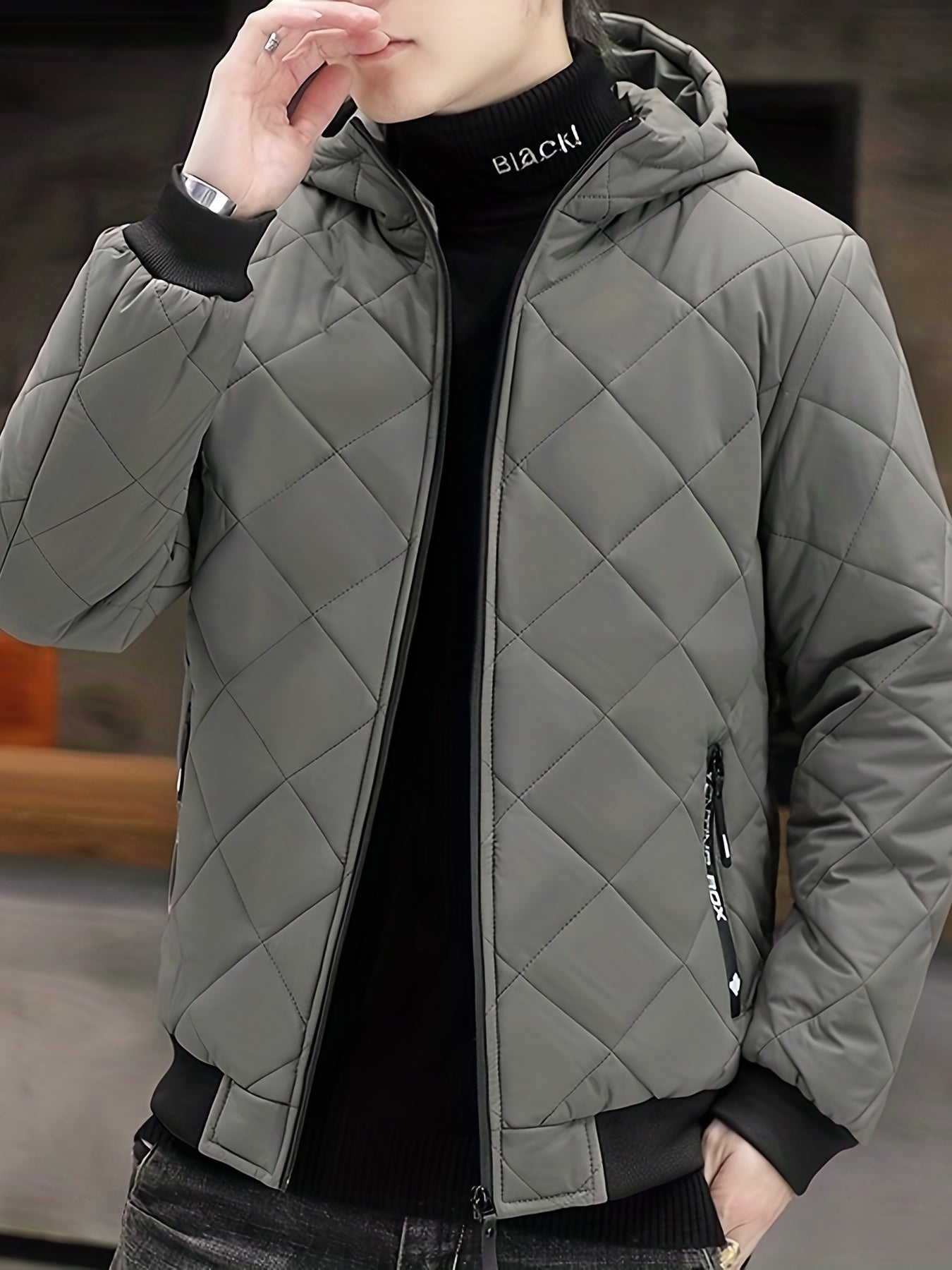 Mens Ultra-Soft Plush Hooded Jacket - Insulated Zip Up for Stylish Warmth - Durable Quilted Casual Coat - Perfect Outdoor Wear for Fall Winter