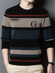 Ultra-Comfortable Mens Color Block Sweater - Soft Knit, High Stretch Pullover - Versatile Casual Style for Fall Winter