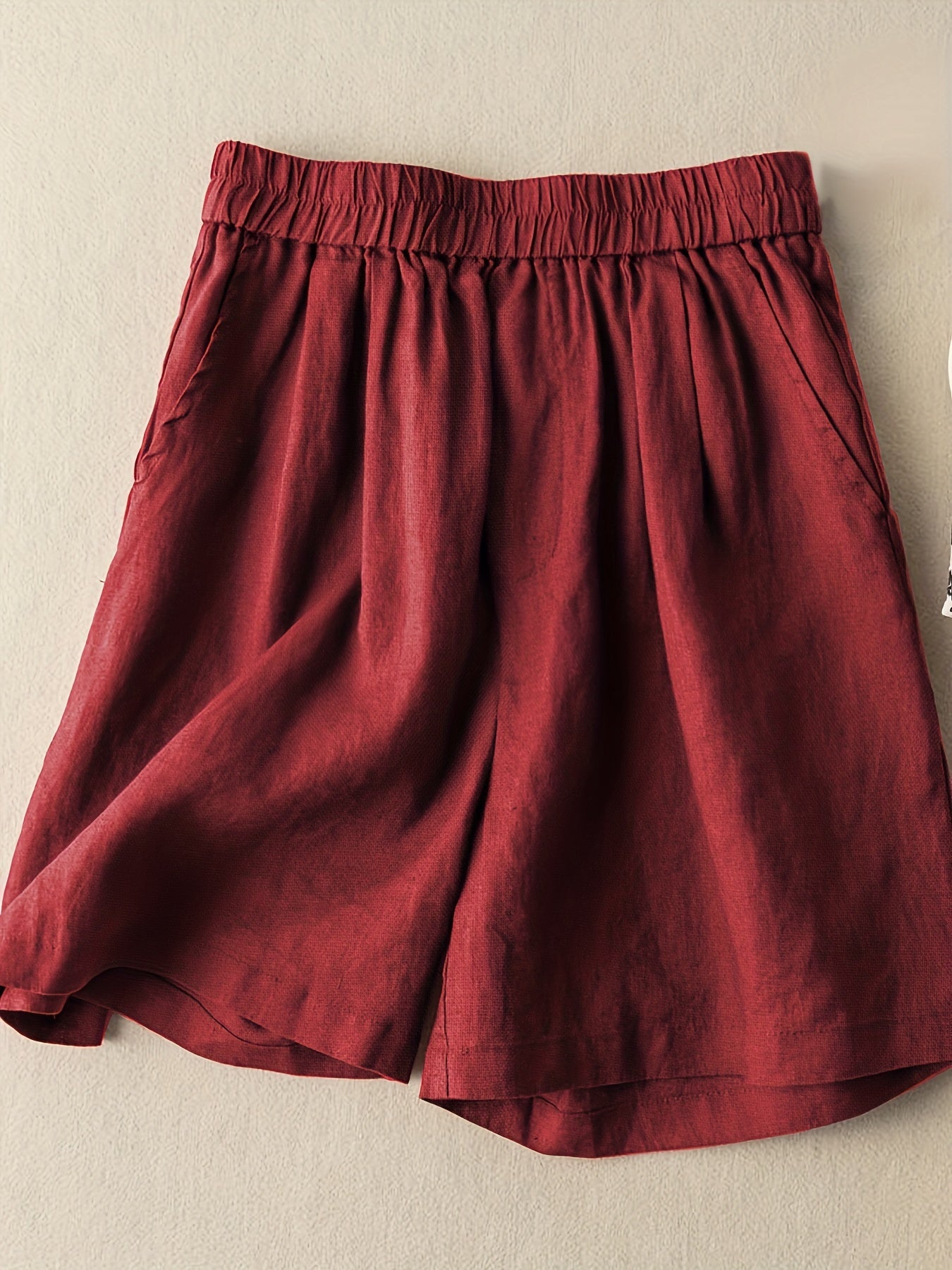 Womens Solid Color Elastic Waist Shorts - Fashionable Comfort for Casual Summer Days - Versatile Wardrobe Staple