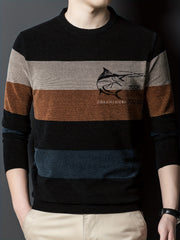 Ultra-Comfortable Mens Color Block Sweater - Soft Knit, High Stretch Pullover - Versatile Casual Style for Fall Winter