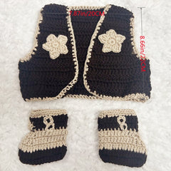 Adorable Cowboy Photo Prop for Newborn Babies - Handmade Woolen Yarn Knitting Costume