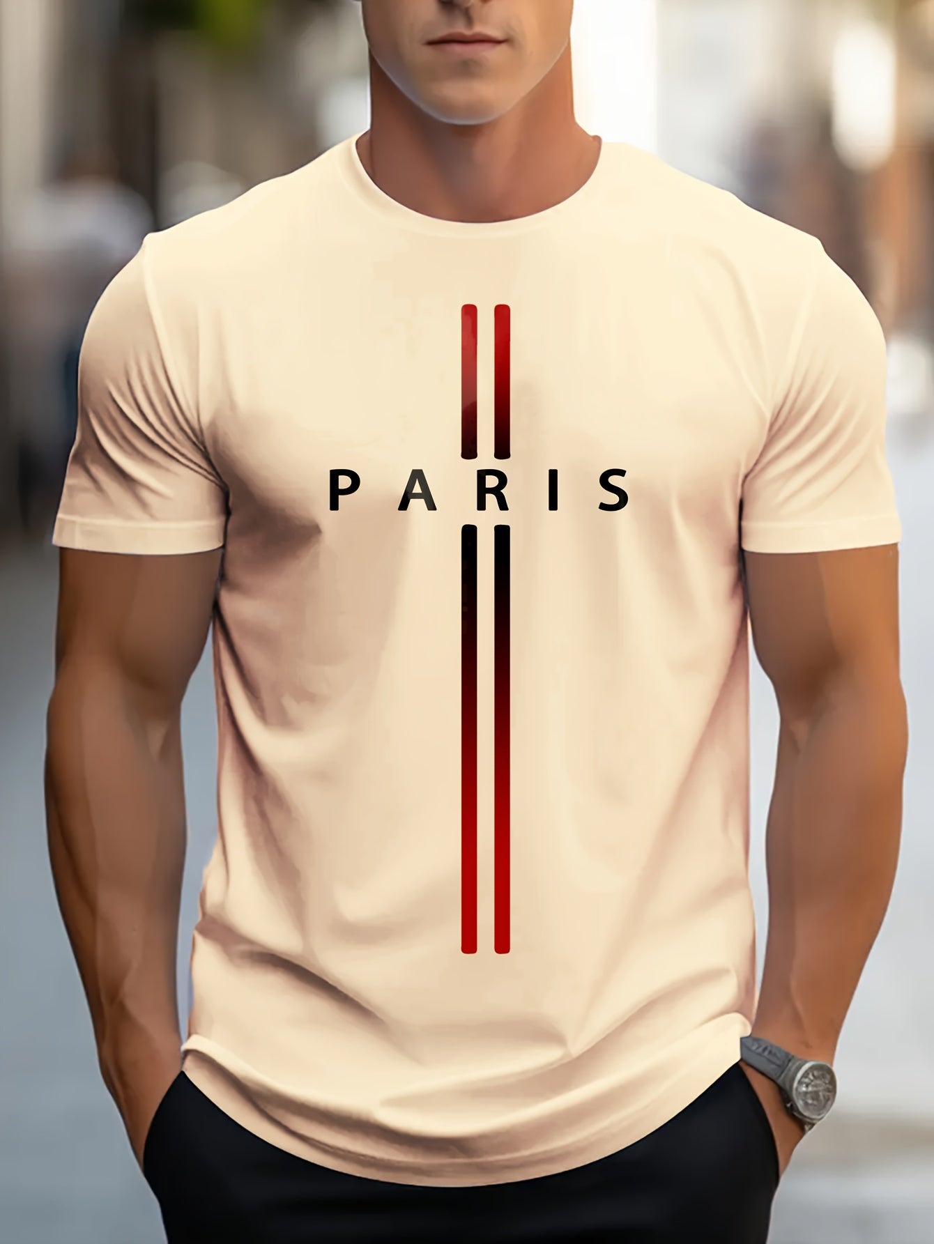 Summer Stylish Paris Print Men's T-shirt - Comfortable, Durable & Easy-Care, Ideal for Daily & Vacation Wear