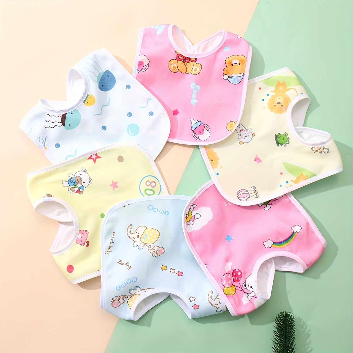 Baby Delightful Crystal Velvet Waterproof Bibs - Adorable Designs for Mess-Free Meals at Home - Luxuriously Soft, U-Shaped Protection