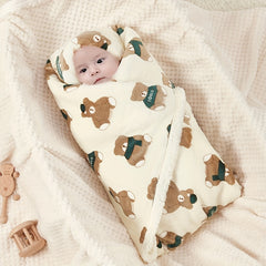 1pc Printed Swaddle Blanket, Double-layer Thick Flannel, Stroller Cover Blanket, Home Use Wrap Blanket