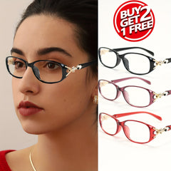 3pcs Fashion Reading Glasses Elegant Metal Unique Decorative Frame Exquisite Design Women's Computer Glasses