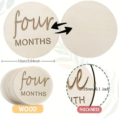 12pcs Wooden Monthly Milestone Cards, 1-12Moths Milestone Cards, Wooden Announcement Signs, Photography Props, Wooden Milestone Birth Sign, Photography Milestones, First Year Growth Cards, Pregnancy Journey Milestone Cards