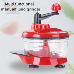 Manual Meat Grinder and Food Chopper - Plastic Hand-Cranked Multifunctional Filling Machine for Ground Meat, Vegetables, and Spices - No Electricity Needed