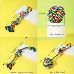 4PCS Heavy-Duty Cotton Blend Dog Rope Toy Set - Durable Chew Toys for Aggressive Chewers, All Breed Sizes, Interactive Tug-of-War, Teeth Cleaning Knots, Rainbow Series Pet Play Products - Kerala Elegance