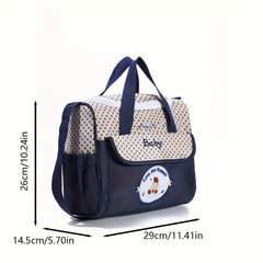 Lightweight Polyester Messenger Bag with Animal Print, Multi-Functional Shoulder Satchel for Travel, Cute Bear Diaper Bag with Multiple Pockets for Mothers, Suitable for Ages 14+