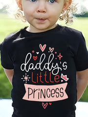 Daddys Little Princess Graffiti Tee - Soft & Breathable, Adorable Hearts Print, Short Sleeve Girls T-Shirt for Fun Spring & Summer Outdoors, Perfect Fathers Day Gift