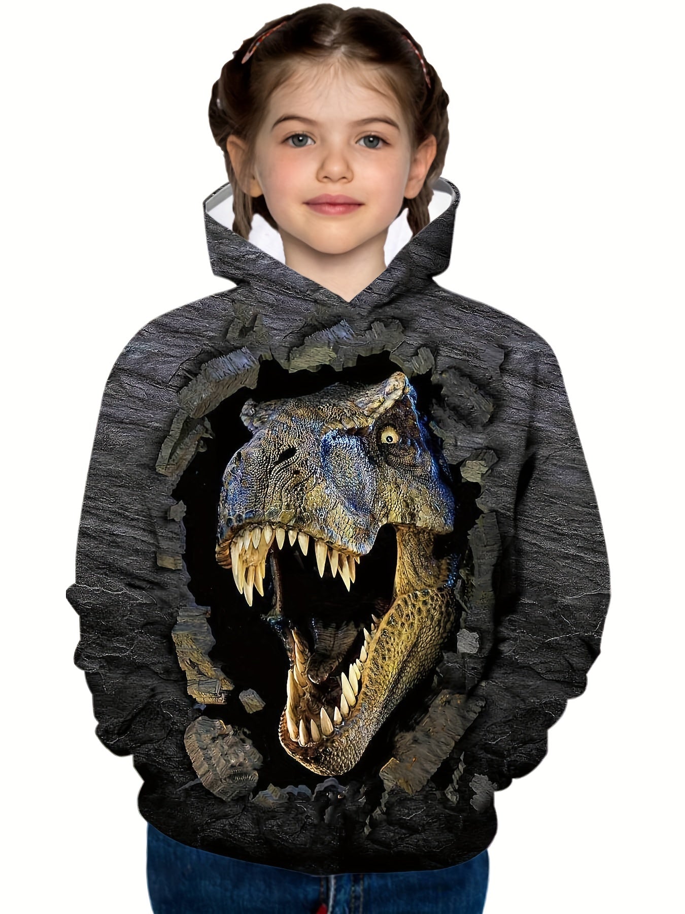 3D Dinosaur Pattern Kid's Hoodie, Trendy Long Sleeve Top, Boy's Clothes For Spring Fall Winter