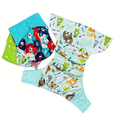 3pcs Eco-Friendly Baby Cloth Diapers Set - Washable, Reusable & Adjustable, For 3-15kg/6.6lb-33.1lb