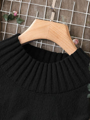 Plus Size Simple Solid Sweater, Casual Long Sleeve Mock Neck Sweater For Fall & Winter, Women's Plus Size Clothing