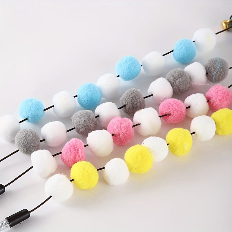 Interactive Colorful Pom-Pom & Feather Cat Teaser Wand - Plush, Battery-Free Play Stick For All Breeds Interactive Cat Toy Cat Toys Interactive - Kerala Elegance