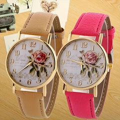 Elegant Rose Flower Embellished Quartz Wristwatch - Fashionable Casual Design - Perfect Gift for Special Occasions