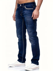 Mens High Stretch Classic Jeans - Fashionable Street Style - Comfortable Fit & Durable Design - Chic Casual Wear for Everyday