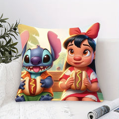 1pc Disney Stitch And Moana Stidi Lilo Delicious Food Warm Scenes Pillowcase Polyester Throw Pillow Cover