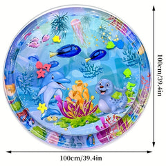 1pc Purple Seal Tummy Time Water Mat, Creative Crawling Mat, Colorful Play Mat, Cartoon Inflatable Water Mat, Soft Cushion, EVA Floats Are Random Color