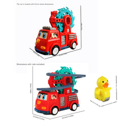 Children's Electric Universal Track Fire Truck, Duck Slide Track Ferris Wheel Fire Truck With Lights And Music