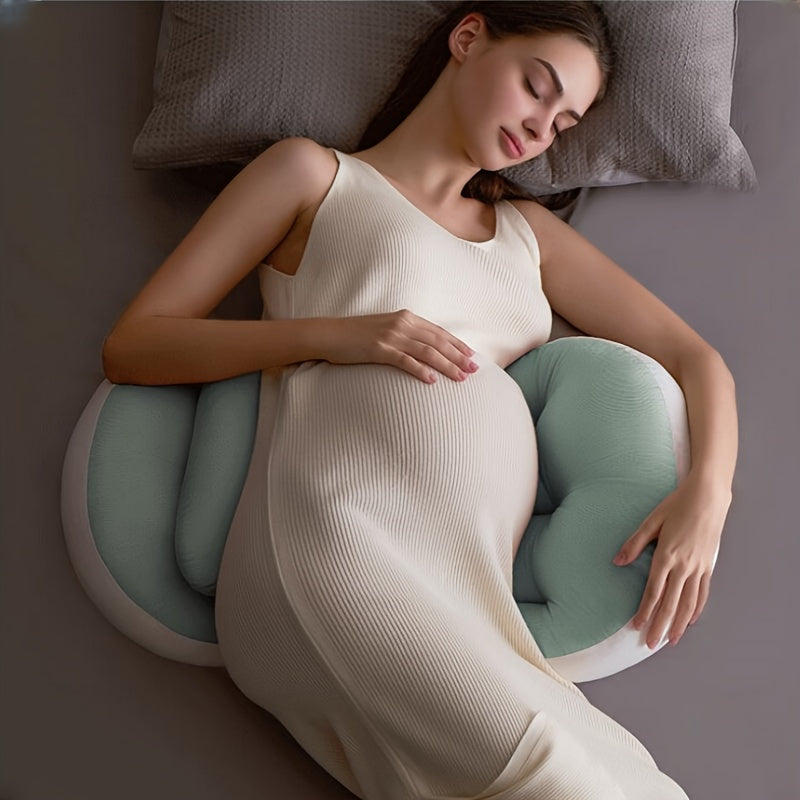 Adjustable U-Shaped Maternity Pillow, Medium Soft Polyester Fiber Pregnancy Pillow for Back Support, Side Sleeping Cushion for Pregnant Women 14+, Multi-Functional Maternity Sleep Aid Accessory