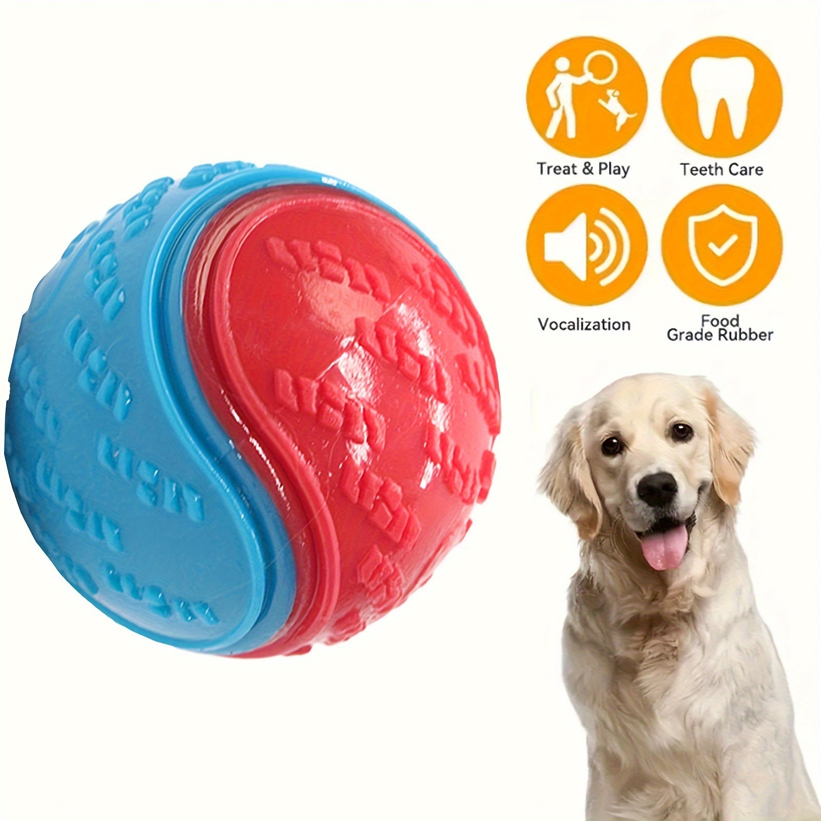 Durable Rubber Dog Toy Ball - Interactive Chew Toy For Medium & Large Breeds, Random Color - Kerala Elegance