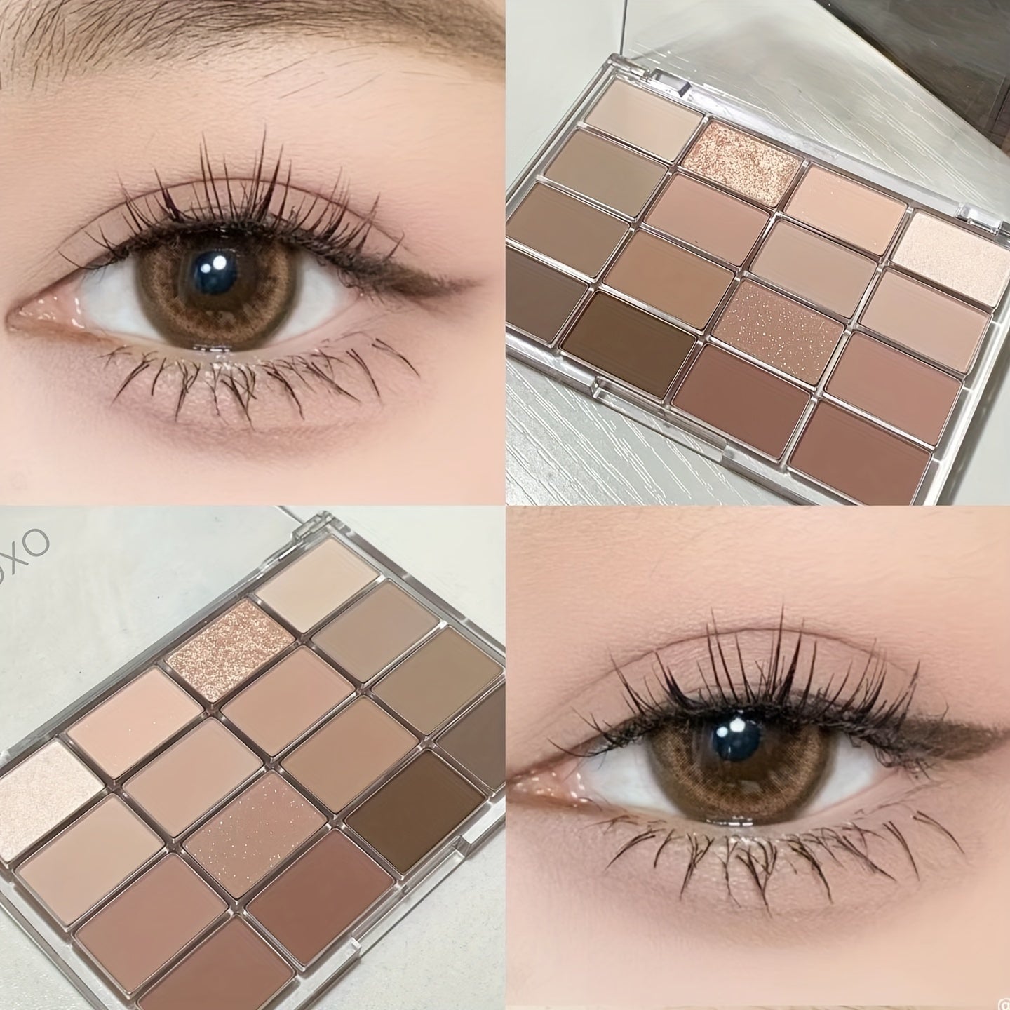 16-Color Eyeshadow Palette, Daily Neutral Browns, Light Saturation For Natural Nude Brown Look, Shimmer & Matte Finishes, Beginner-Friendly Eye Makeup