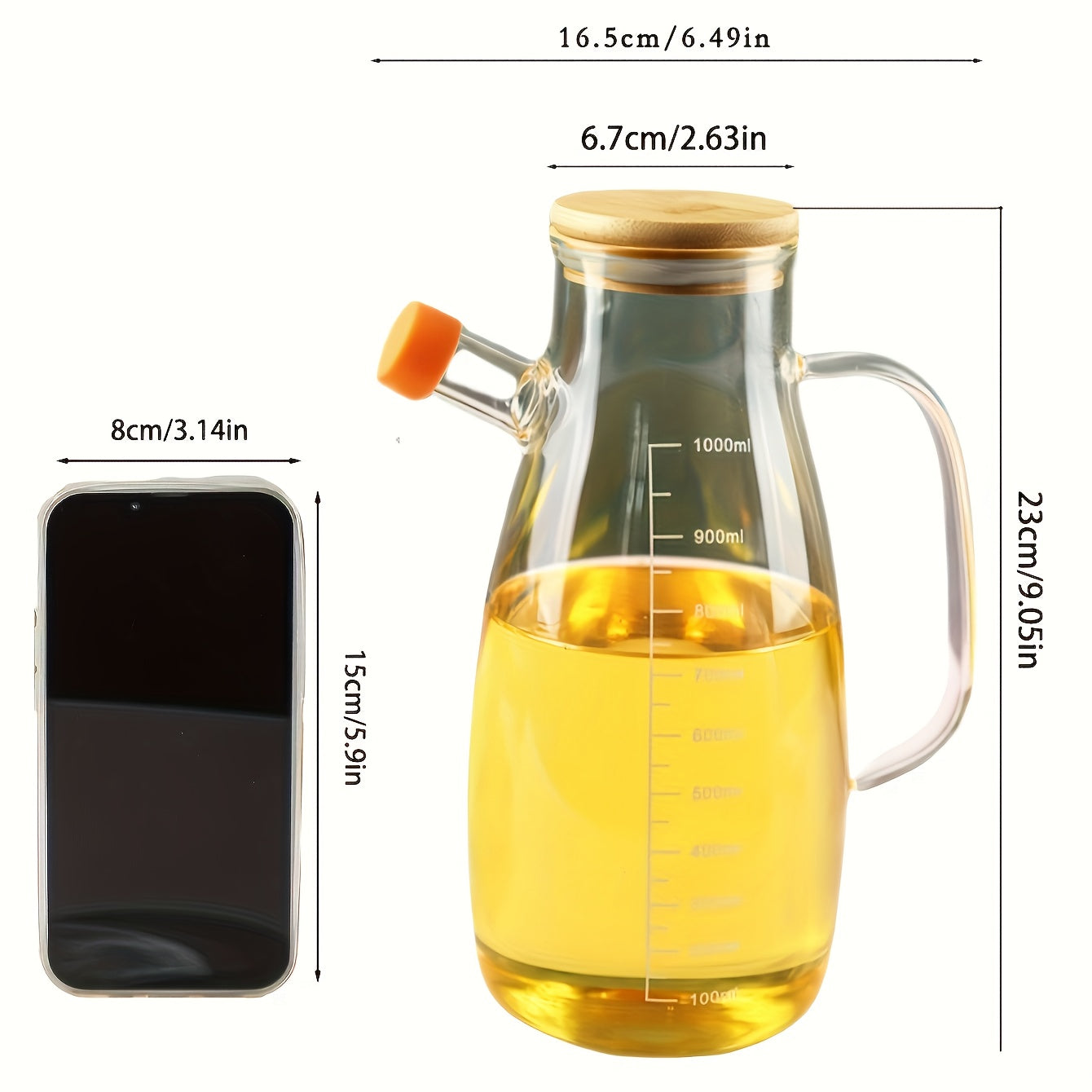 1pc, Oil Bottle, Glass Olive Oil Dispenser Bottle, BPF Free Leak-proof Oil Pot, Storage Oil Bottle, Seasoning Bottle, Vinegar Bottle, Condiment Container For Kitchen Outdoor BBQ Camping Picnic, Kitchen Supplies