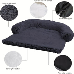 Cozy Plush Dog Bed - Luxurious Comfort Nest Mat, Dual-Use Sofa Protector, Machine-Washable Cover for Large, Medium, and Small Pups