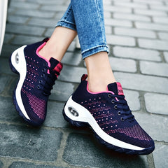 Trendy Womens Chunky Knit Sneakers - Ultra-Breathable & Pillow-Soft Comfort - Stylish Lace-Up Outdoor Shoes for Everyday Adventures