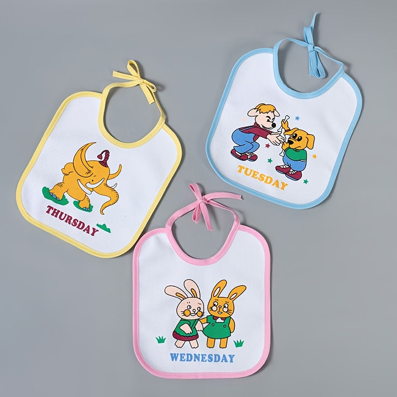 Waterproof Bibs, Cute Cartoon Weekly Pattern Bibs For Home Feeding