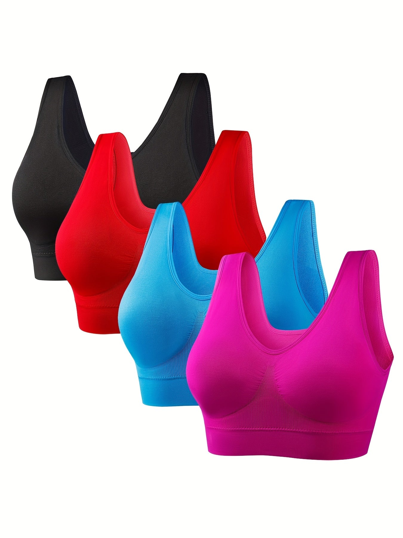 4pcs Seamless Wireless Sports Bras - Ultra-Comfortable & Moisture-Wicking Tank Top Bra Set for Running & Workouts - Stylish Lingerie for Active Women