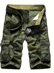 Men's Loose Camouflage Graphic Print Shorts With Multi Pockets, Casual Cotton Shorts For Summer