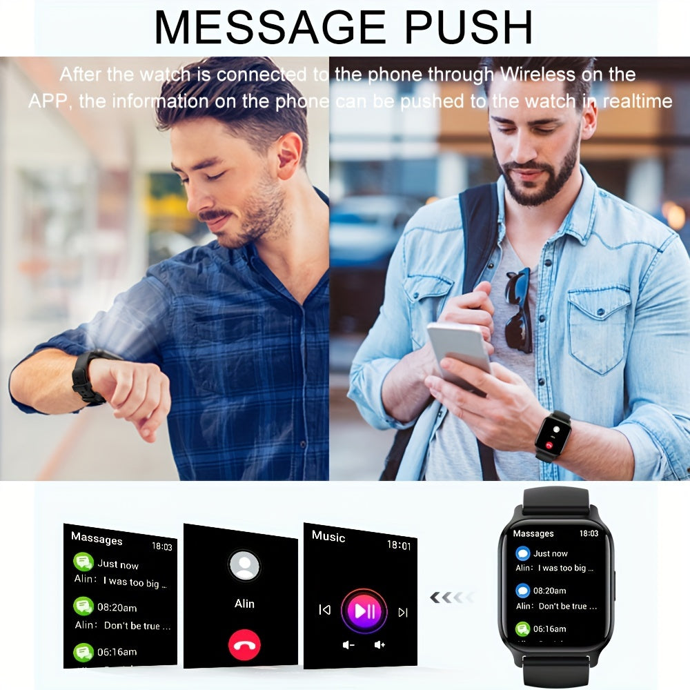 Wireless Calling Smart Watch Men, Smartwatch For Women, Outdoor Fitness Sport Watch Compatible For IPhone And Android Phones With 100+ Sport Modes/Ai Voice Control/Sleep Monitor/Music Control/Remote Camera/Alarm Clock