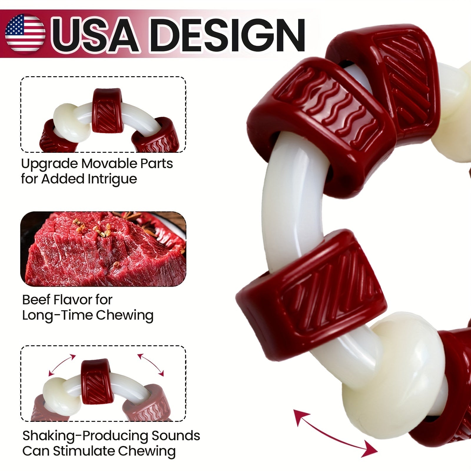 Chew Toy For Aggressive Chewers, Tough Chew Toys For Aggressive Chewers Dogs, Dog Toys For Aggressive Chewers, Durable Nylon Ring Dog Chew Toys, Beef Flavor - Kerala Elegance