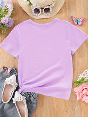 "I'M MY DADDY'S GIRL AND MY MOMMY'S WORLD" Print Creative T-Shirts, Soft & Elastic Comfy Crew Neck Short Sleeve Tee, Girls' Summer Tops