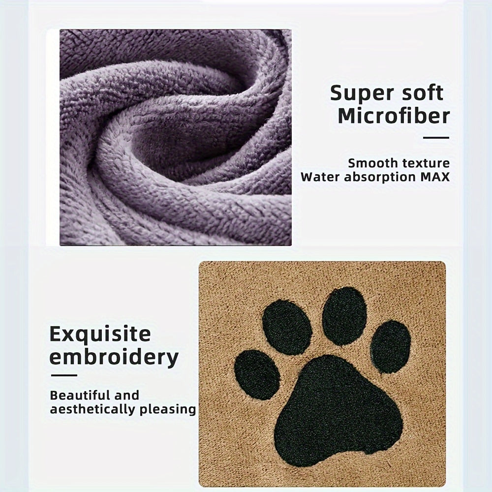 1pc Microfiber Pet Towels For Dogs And Cats, Quick-Dry And Absorbent, Durable And Fast-Drying, Efficient Bathing Time Care, With Paw Print Design