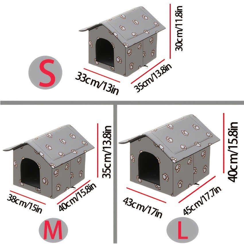 Weatherproof Outdoor Pet House - Cozy Cat Cage & Dog Kennel - Insulated Winter Shelter with Removable Mat & Double Doors - Perfect Villa Cage for Feral Cats and Small Dogs