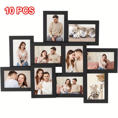 10 Pack Photo Frames 6x4 Multi Black Picture Frames Wall Mount Certificate Frame